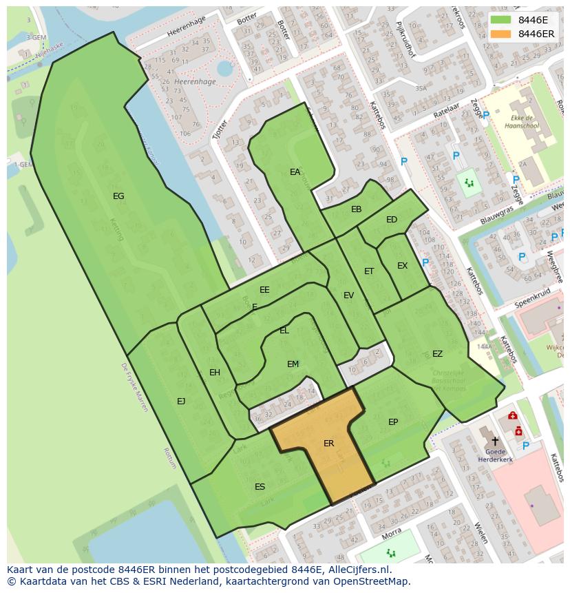 Afbeelding van het postcodegebied 8446 ER op de kaart.