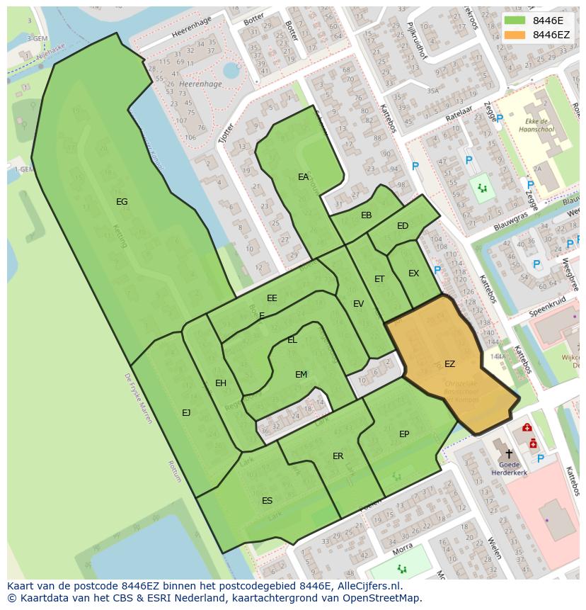 Afbeelding van het postcodegebied 8446 EZ op de kaart.