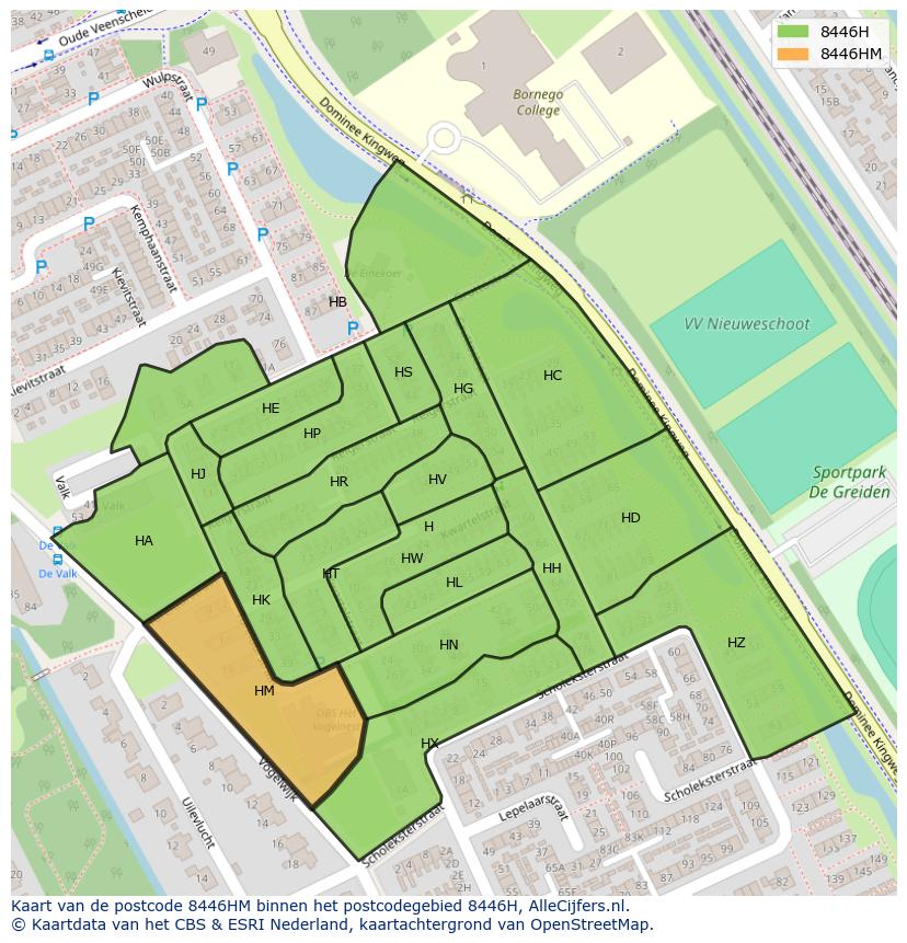 Afbeelding van het postcodegebied 8446 HM op de kaart.