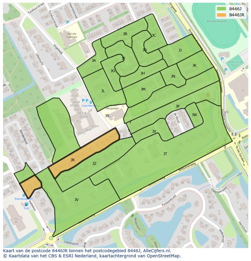 Afbeelding van het postcodegebied 8446 JR op de kaart.