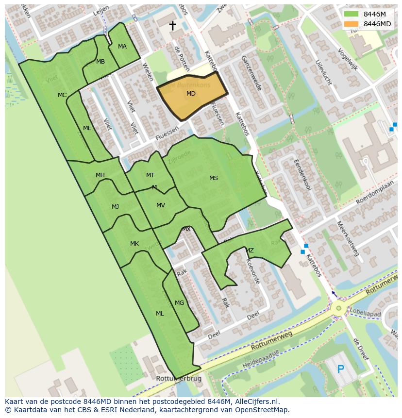 Afbeelding van het postcodegebied 8446 MD op de kaart.