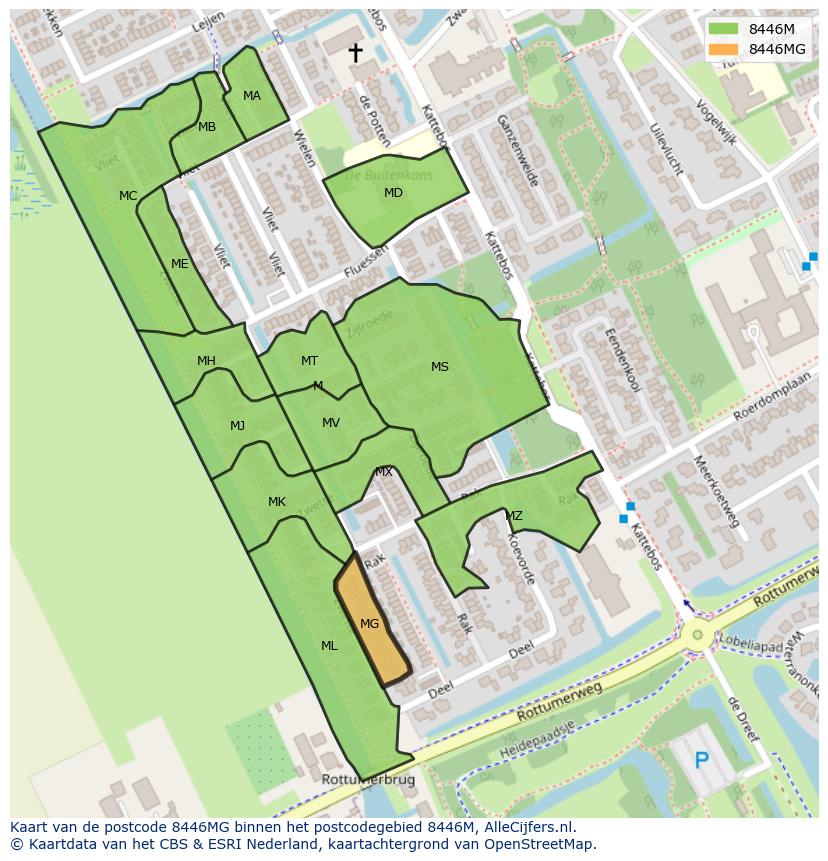 Afbeelding van het postcodegebied 8446 MG op de kaart.