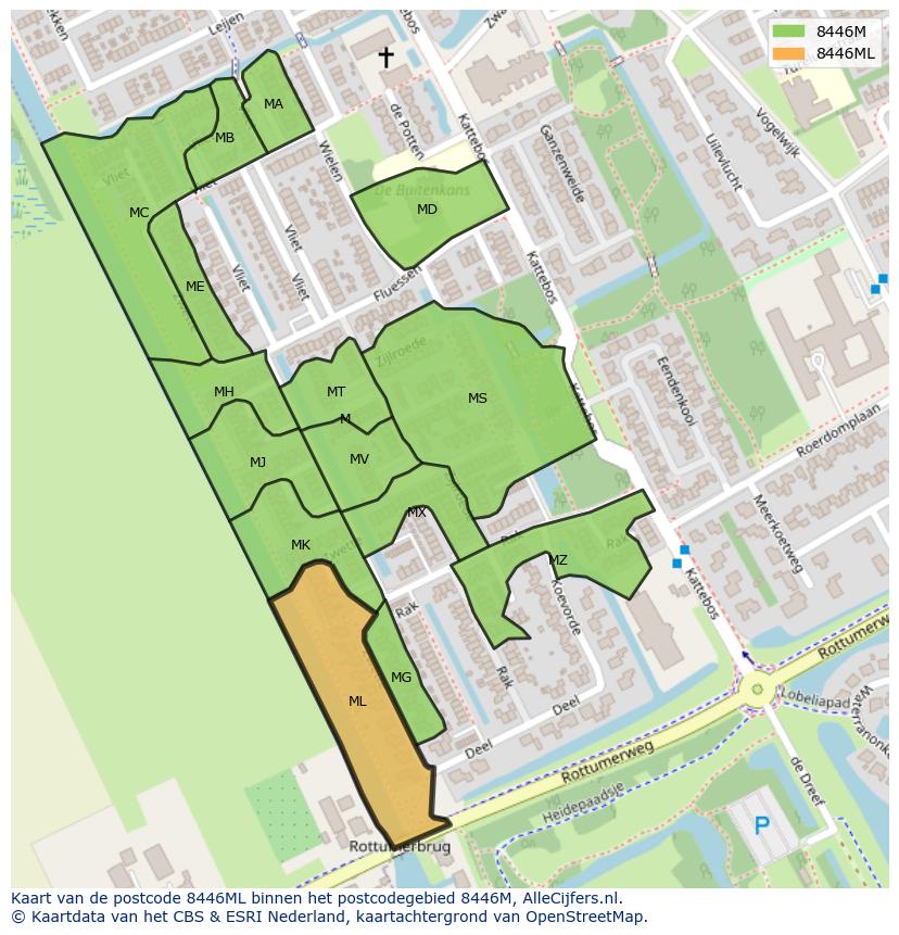 Afbeelding van het postcodegebied 8446 ML op de kaart.