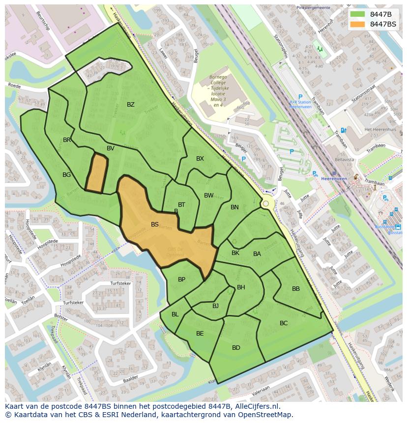 Afbeelding van het postcodegebied 8447 BS op de kaart.