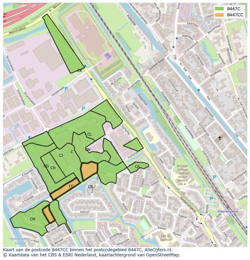 Afbeelding van het postcodegebied 8447 CC op de kaart.