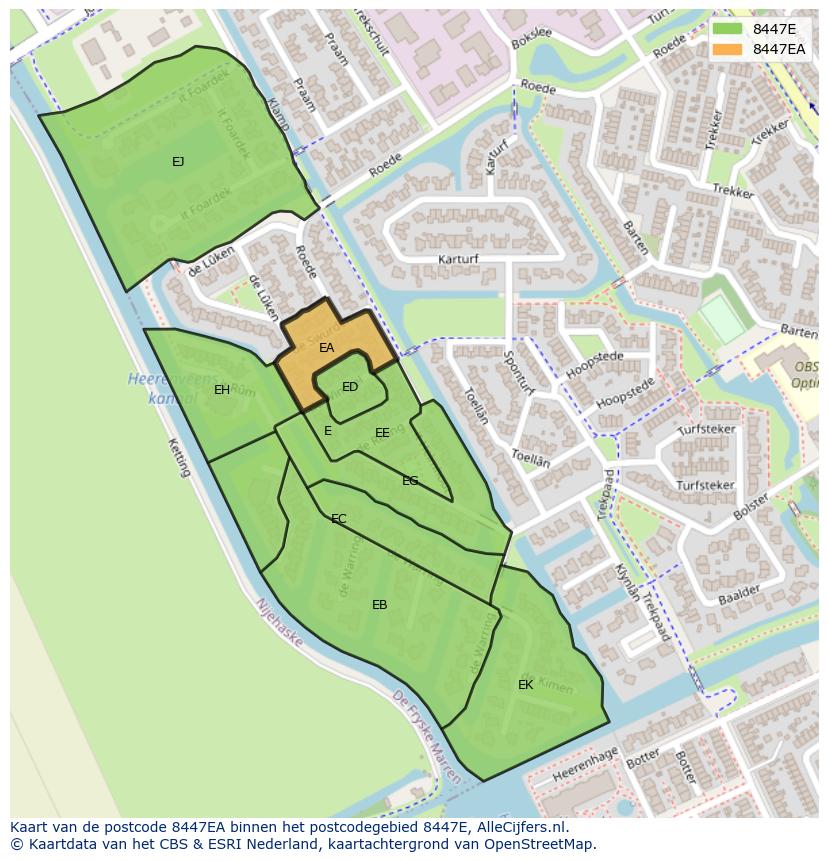 Afbeelding van het postcodegebied 8447 EA op de kaart.