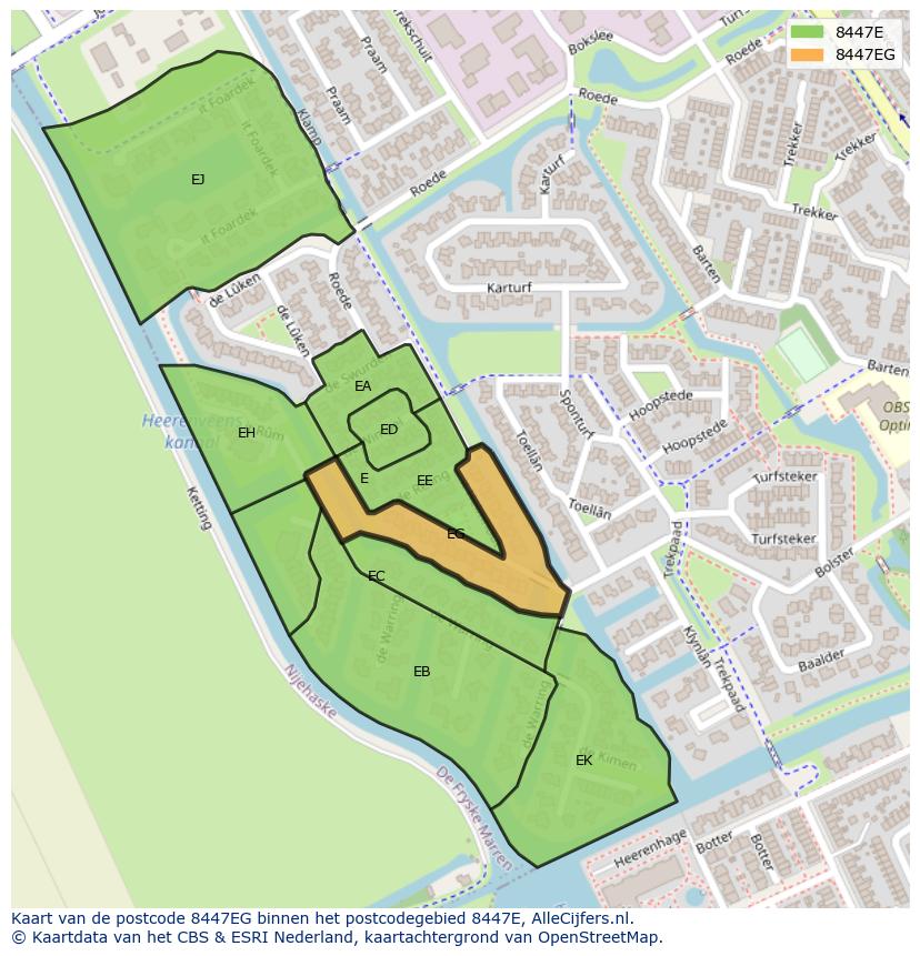 Afbeelding van het postcodegebied 8447 EG op de kaart.