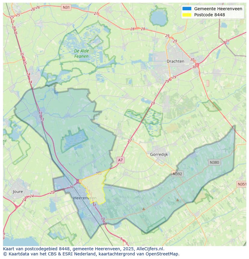 Afbeelding van het postcodegebied 8448 op de kaart.