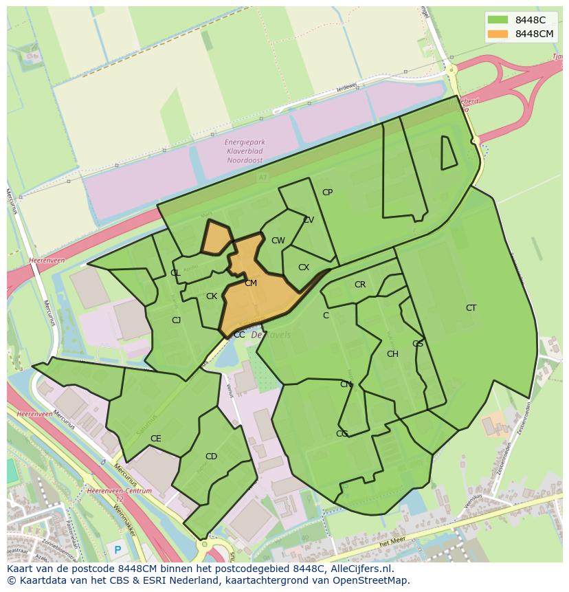 Afbeelding van het postcodegebied 8448 CM op de kaart.
