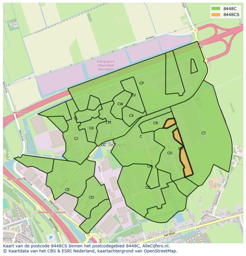 Afbeelding van het postcodegebied 8448 CS op de kaart.