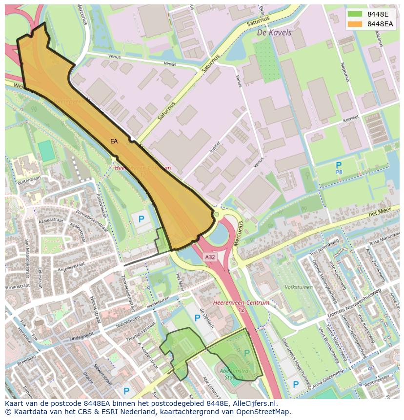 Afbeelding van het postcodegebied 8448 EA op de kaart.