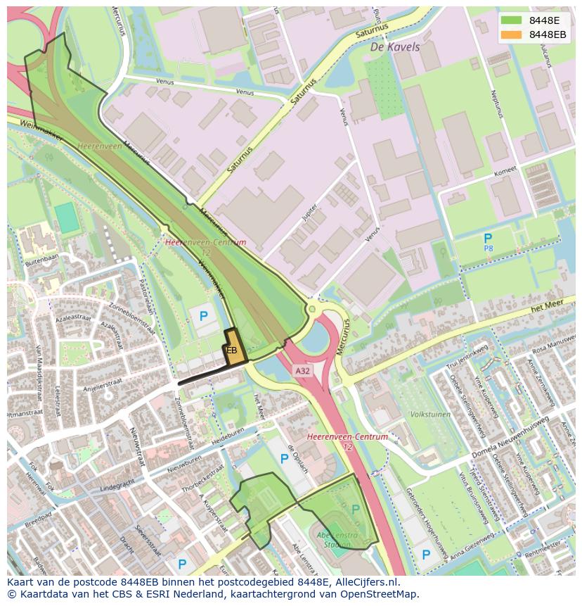 Afbeelding van het postcodegebied 8448 EB op de kaart.