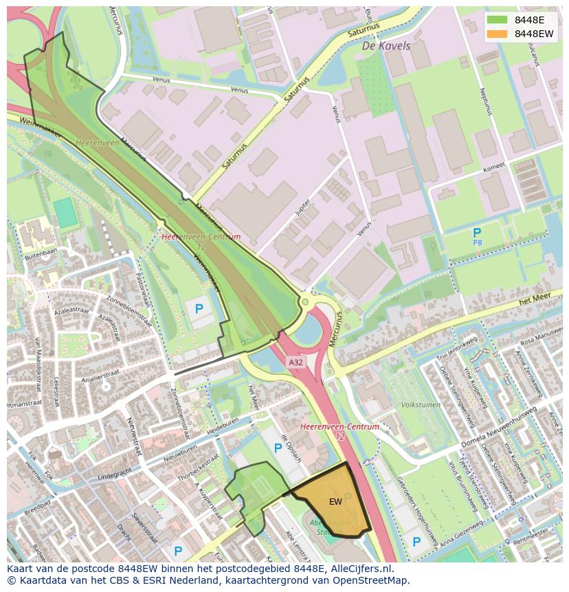 Afbeelding van het postcodegebied 8448 EW op de kaart.