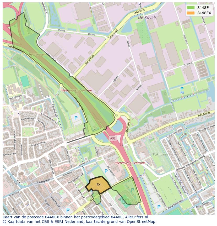 Afbeelding van het postcodegebied 8448 EX op de kaart.