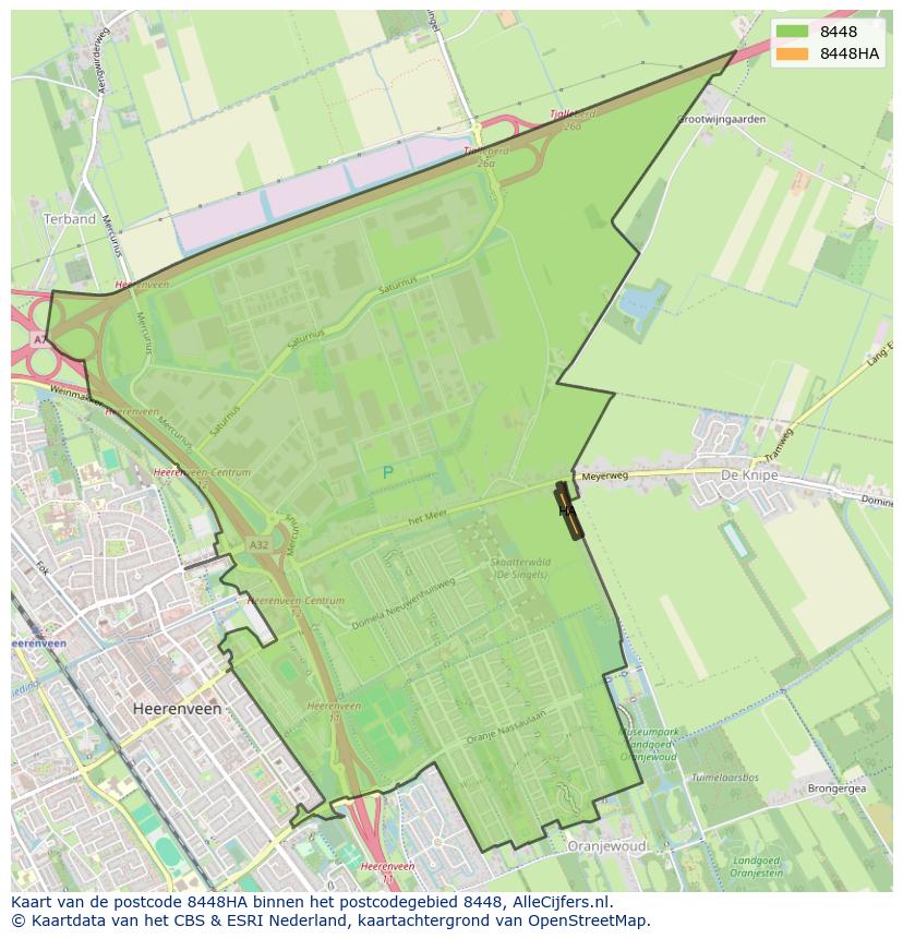 Afbeelding van het postcodegebied 8448 HA op de kaart.