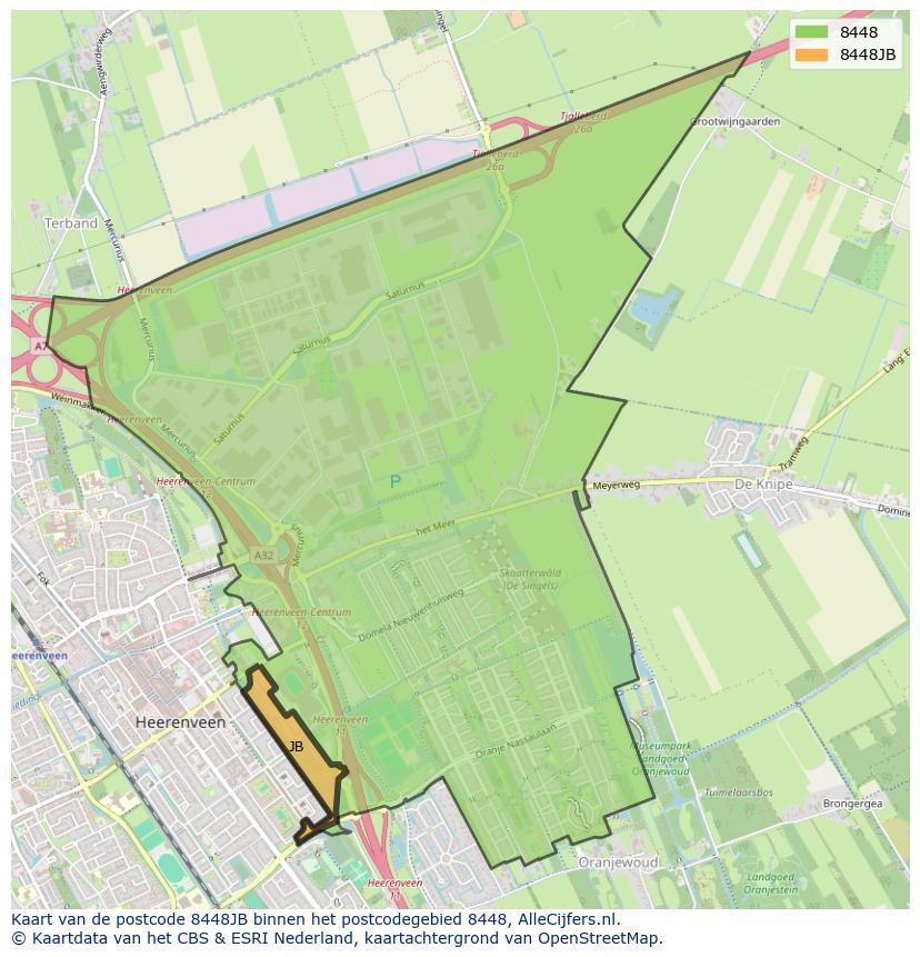 Afbeelding van het postcodegebied 8448 JB op de kaart.