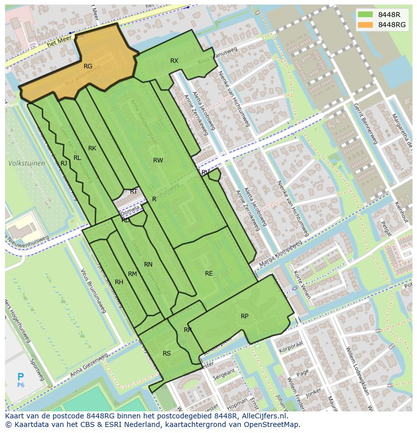 Afbeelding van het postcodegebied 8448 RG op de kaart.
