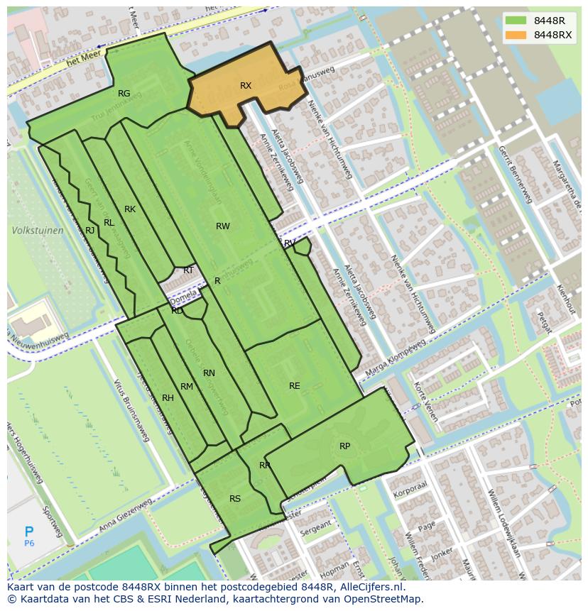 Afbeelding van het postcodegebied 8448 RX op de kaart.