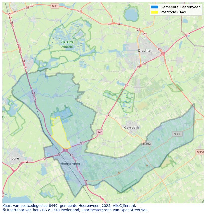 Afbeelding van het postcodegebied 8449 op de kaart.