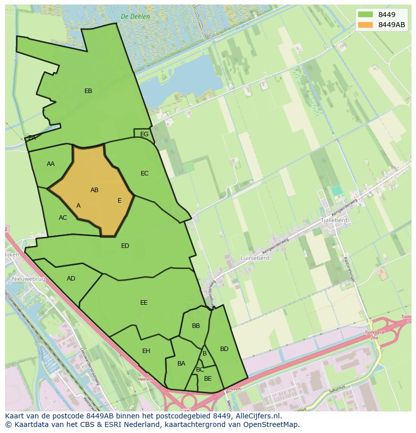 Afbeelding van het postcodegebied 8449 AB op de kaart.