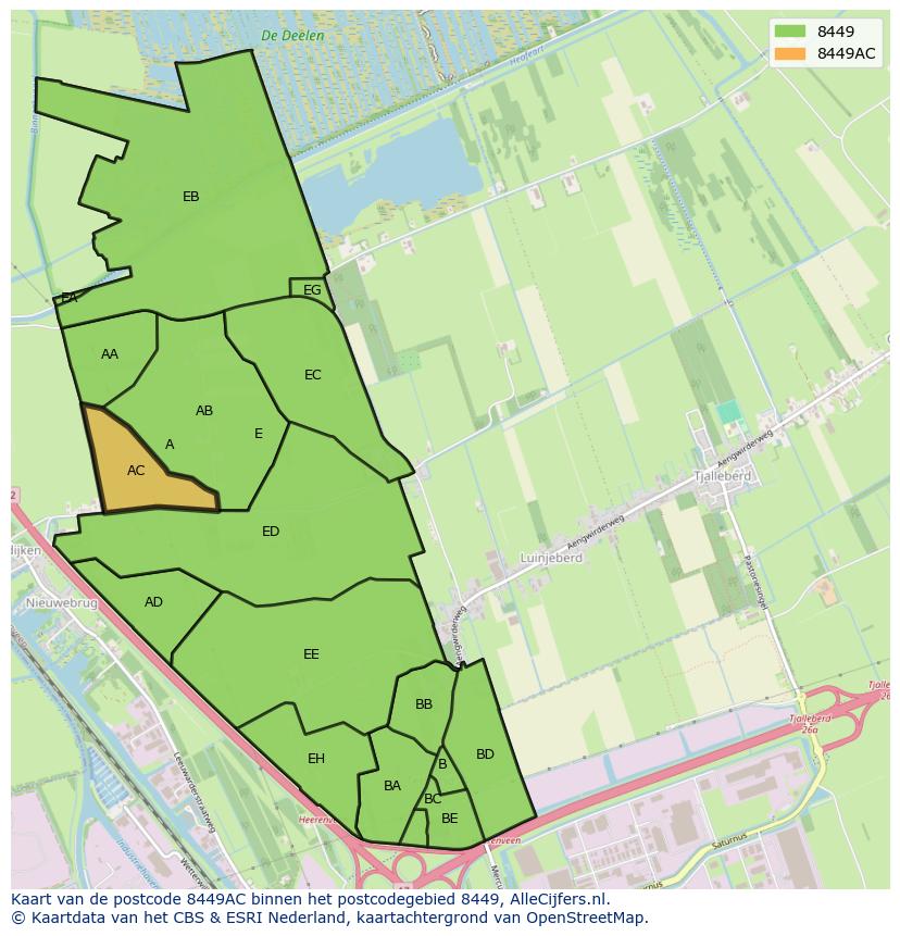 Afbeelding van het postcodegebied 8449 AC op de kaart.