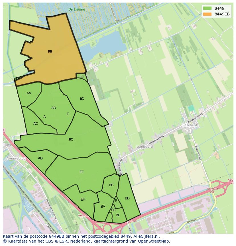 Afbeelding van het postcodegebied 8449 EB op de kaart.