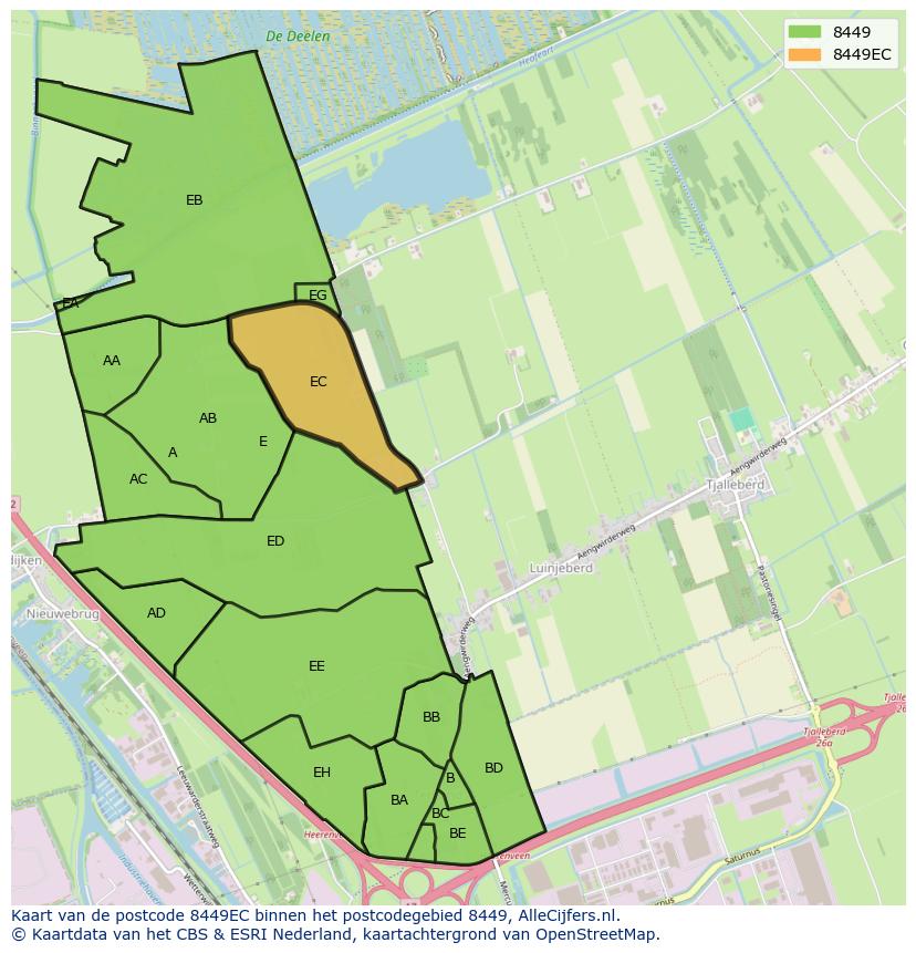 Afbeelding van het postcodegebied 8449 EC op de kaart.