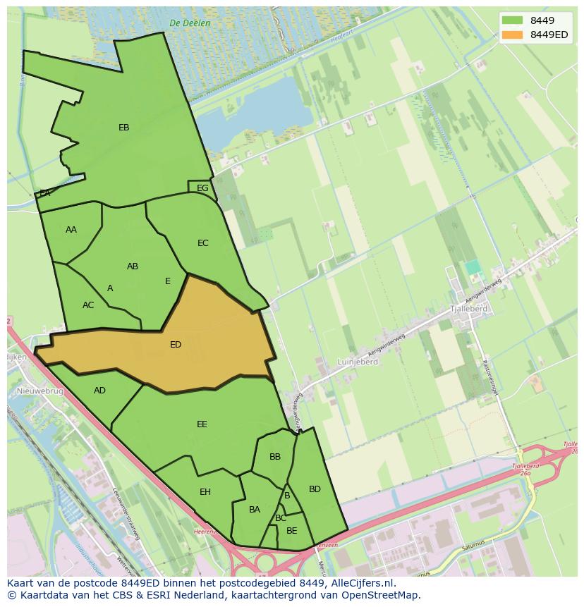 Afbeelding van het postcodegebied 8449 ED op de kaart.