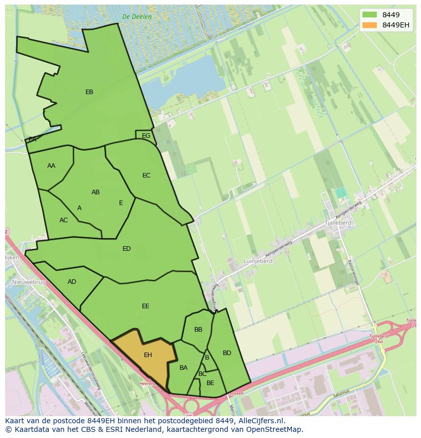 Afbeelding van het postcodegebied 8449 EH op de kaart.