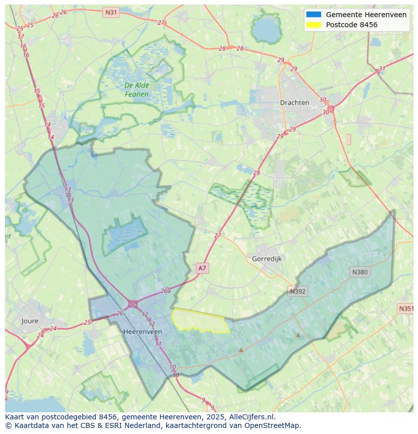 Afbeelding van het postcodegebied 8456 op de kaart.
