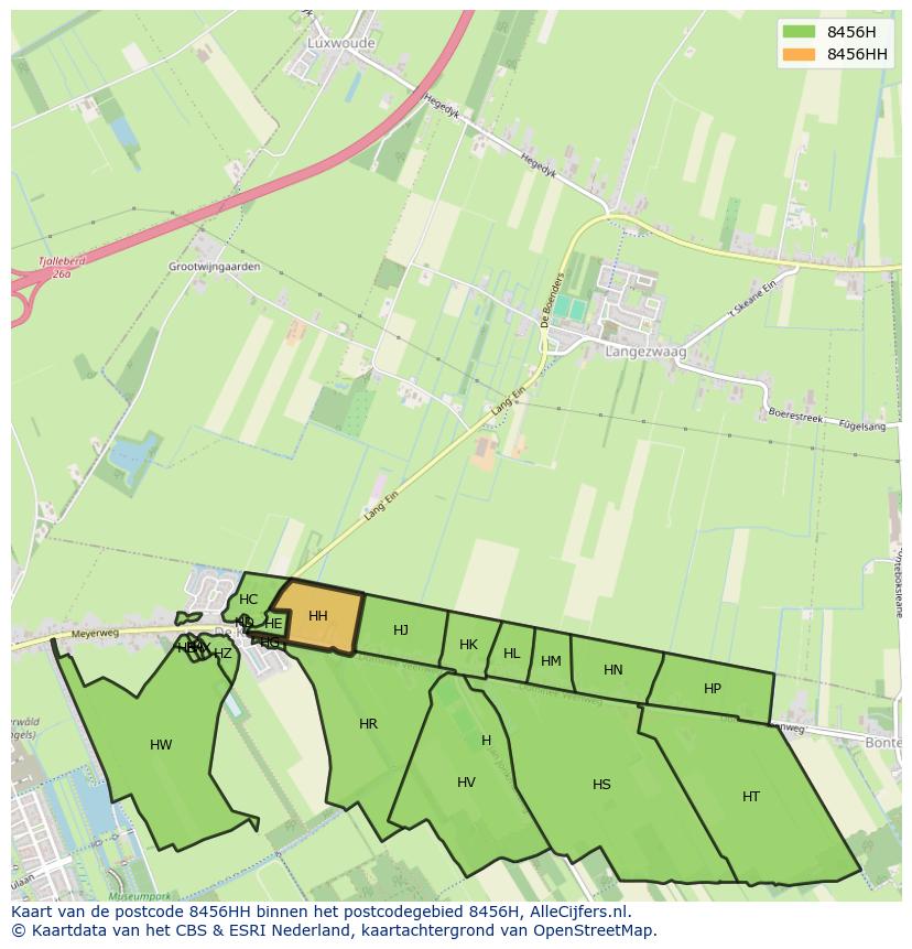 Afbeelding van het postcodegebied 8456 HH op de kaart.