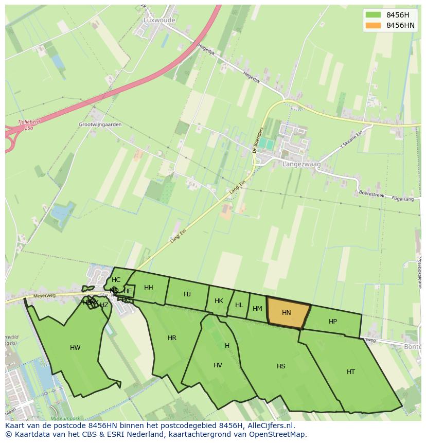 Afbeelding van het postcodegebied 8456 HN op de kaart.
