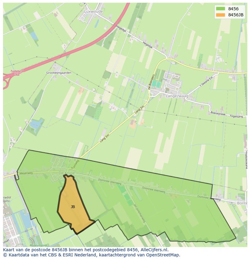 Afbeelding van het postcodegebied 8456 JB op de kaart.