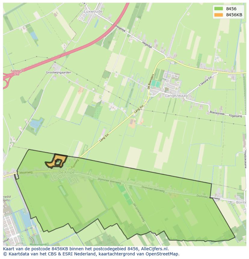 Afbeelding van het postcodegebied 8456 KB op de kaart.