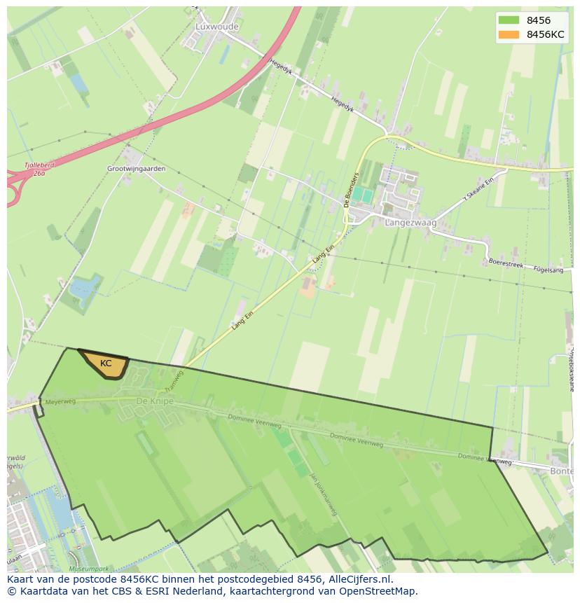 Afbeelding van het postcodegebied 8456 KC op de kaart.