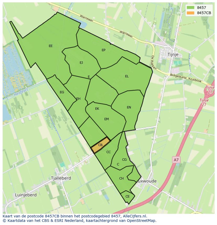 Afbeelding van het postcodegebied 8457 CB op de kaart.