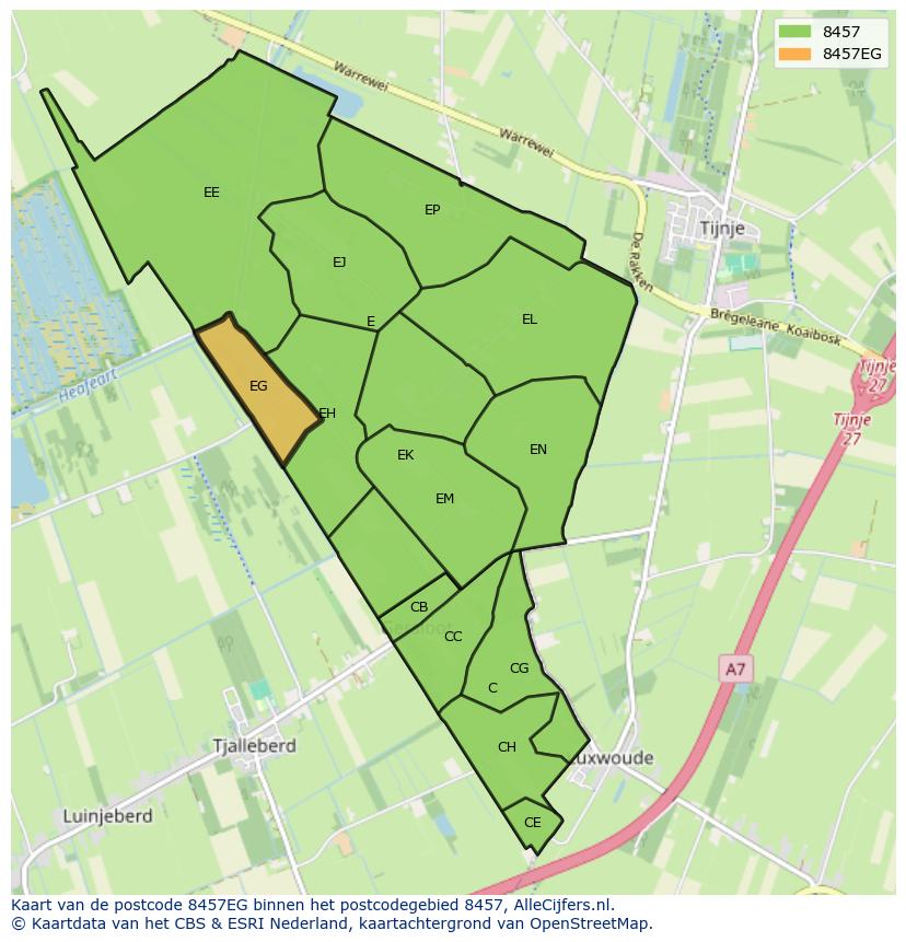 Afbeelding van het postcodegebied 8457 EG op de kaart.