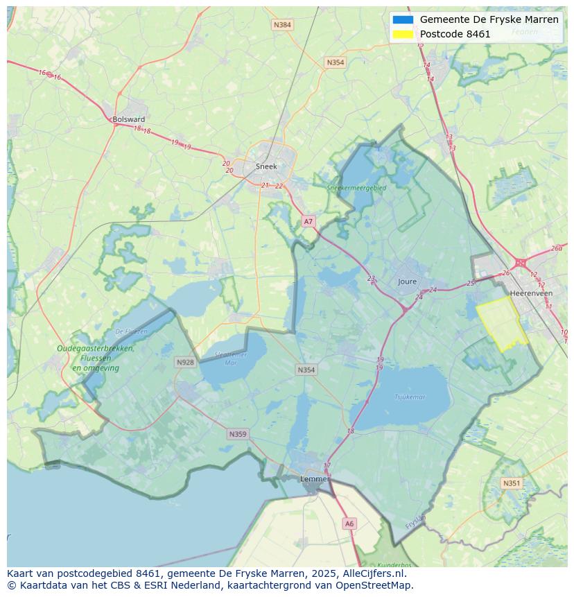 Afbeelding van het postcodegebied 8461 op de kaart.