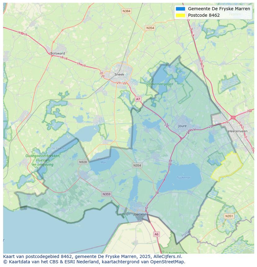 Afbeelding van het postcodegebied 8462 op de kaart.