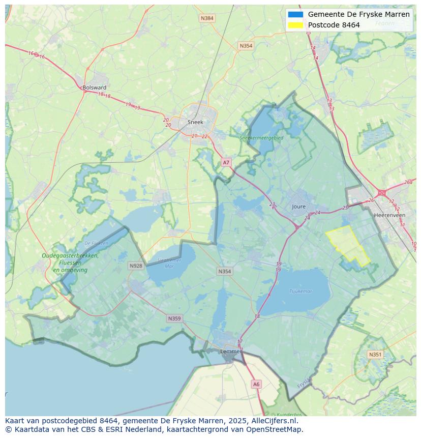 Afbeelding van het postcodegebied 8464 op de kaart.