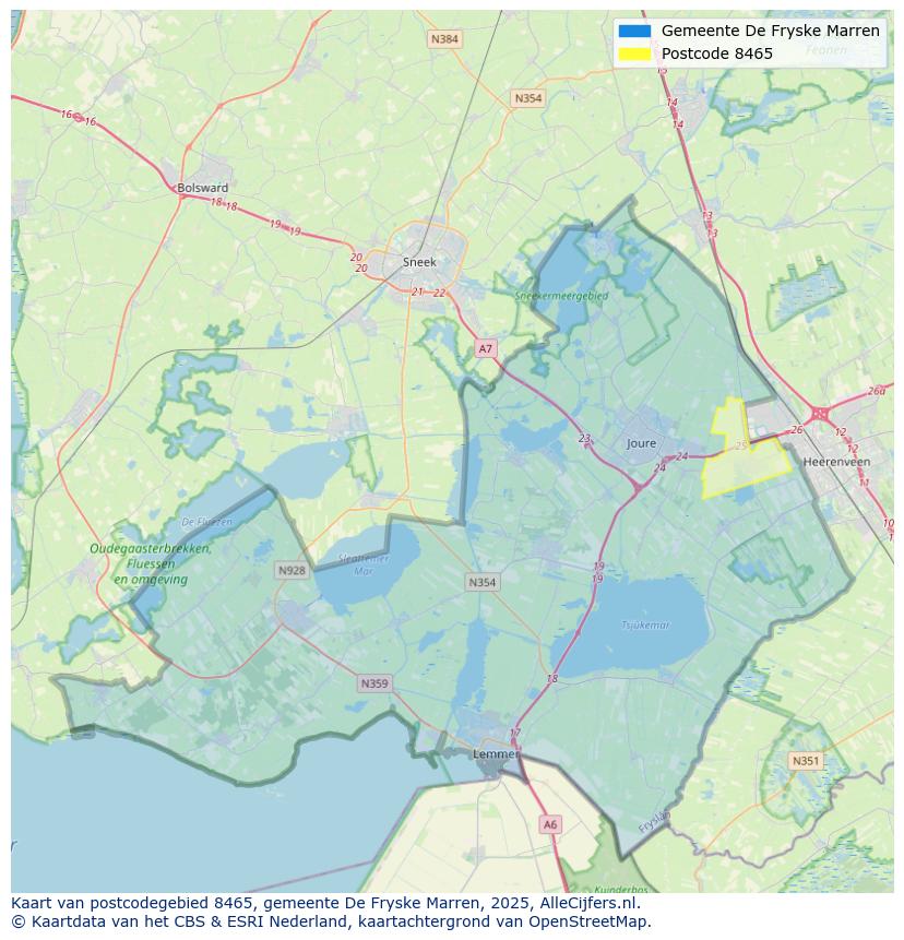 Afbeelding van het postcodegebied 8465 op de kaart.