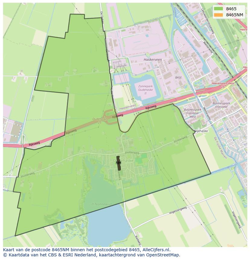 Afbeelding van het postcodegebied 8465 NM op de kaart.