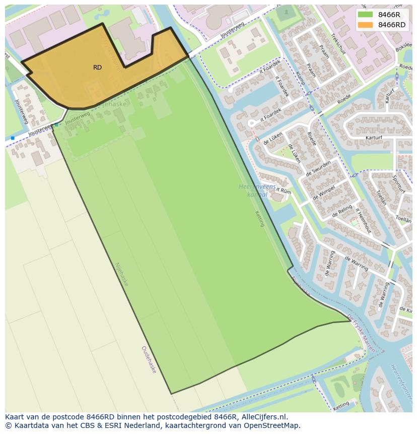 Afbeelding van het postcodegebied 8466 RD op de kaart.