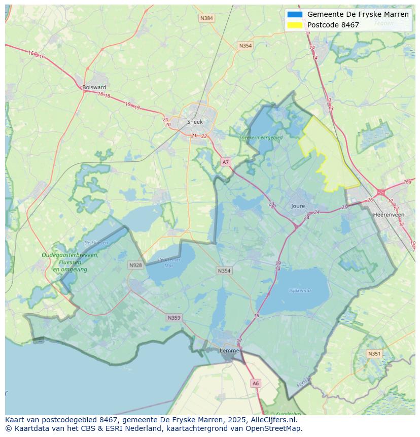 Afbeelding van het postcodegebied 8467 op de kaart.
