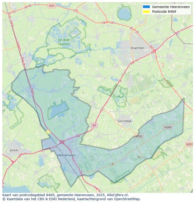 Afbeelding van het postcodegebied 8469 op de kaart.