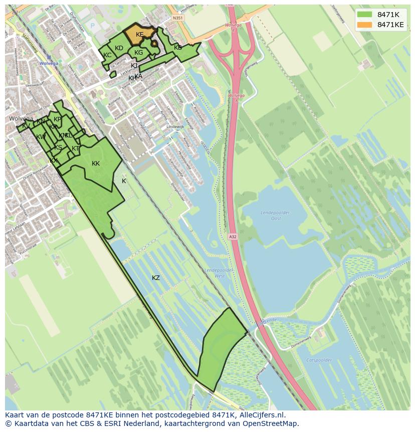 Afbeelding van het postcodegebied 8471 KE op de kaart.