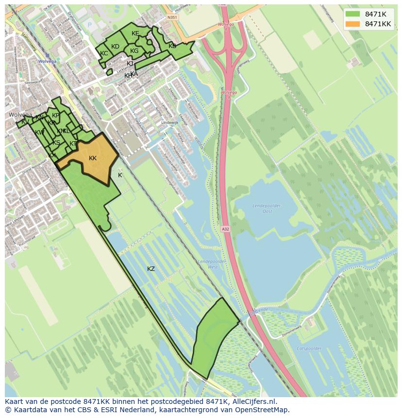 Afbeelding van het postcodegebied 8471 KK op de kaart.