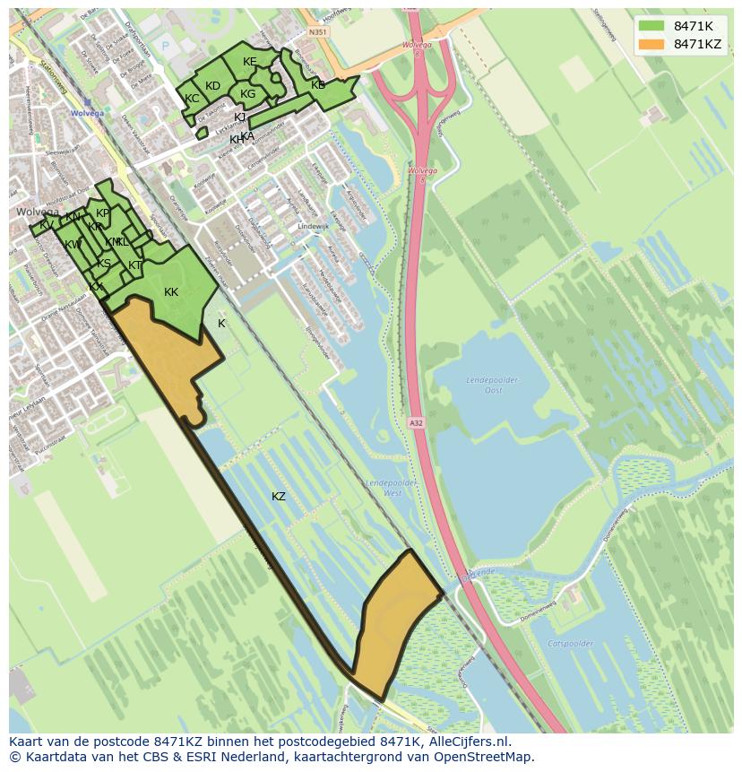 Afbeelding van het postcodegebied 8471 KZ op de kaart.