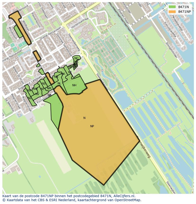 Afbeelding van het postcodegebied 8471 NP op de kaart.