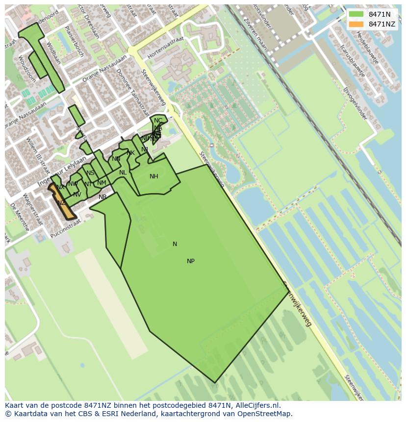 Afbeelding van het postcodegebied 8471 NZ op de kaart.